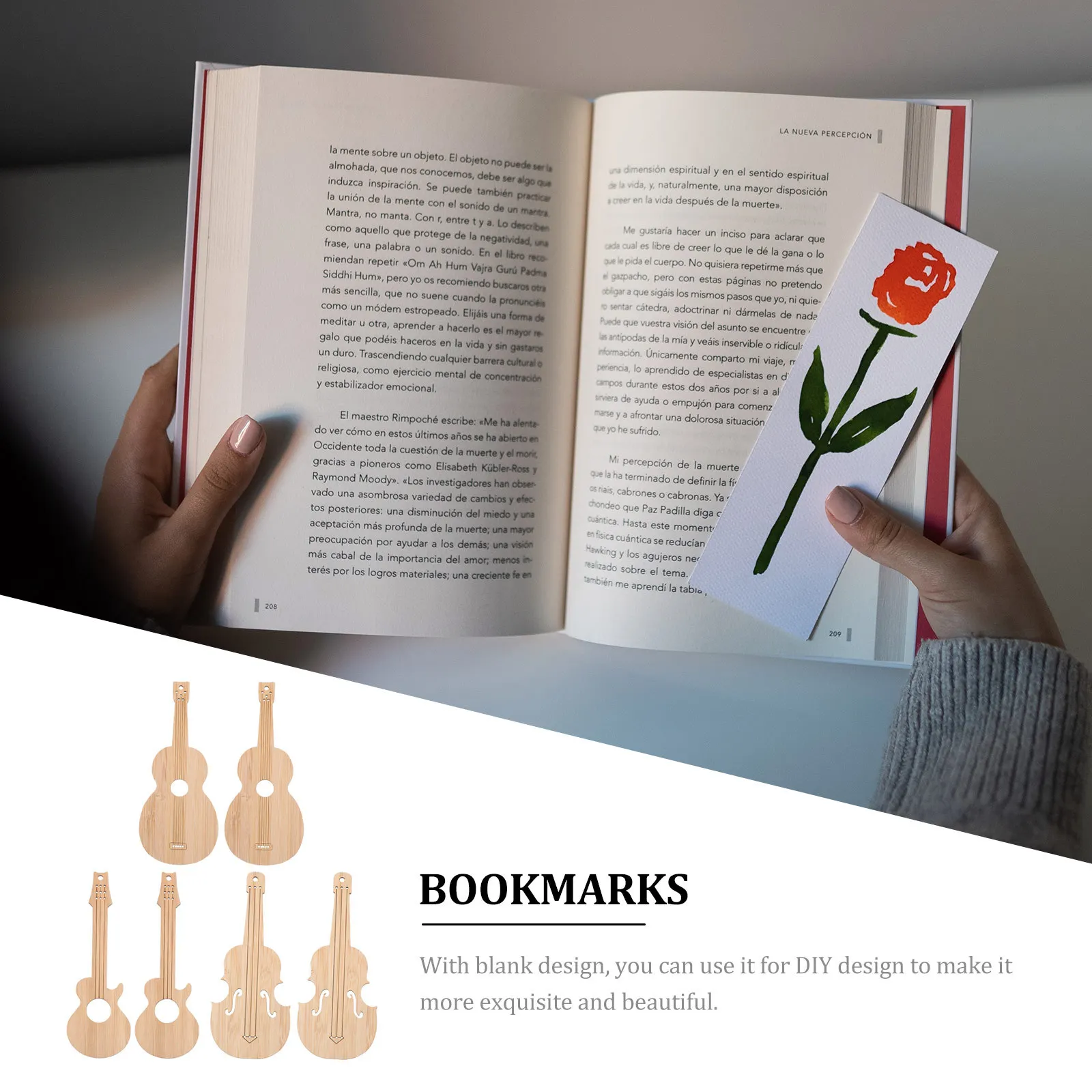 

6Pcs Bamboo Blank Bookmarks DIY Graffiti Hanging Tags Craft Making Supplies Reading Page Markers for Book Lovers