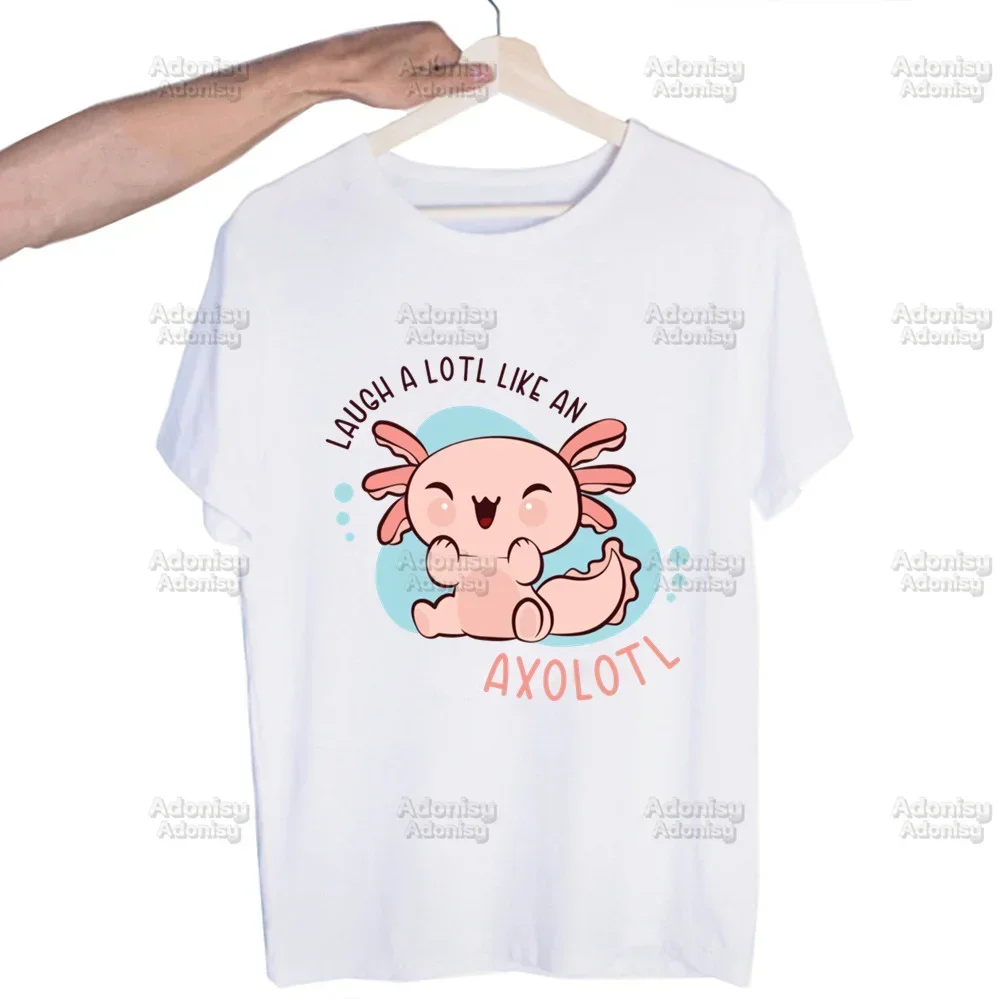 

Cute Axolotl Loves Kawaii Harajuku Men's tshirt Printed Unisex Short Sleeve t shirt Casual T-shirt Male Streetwear Tops