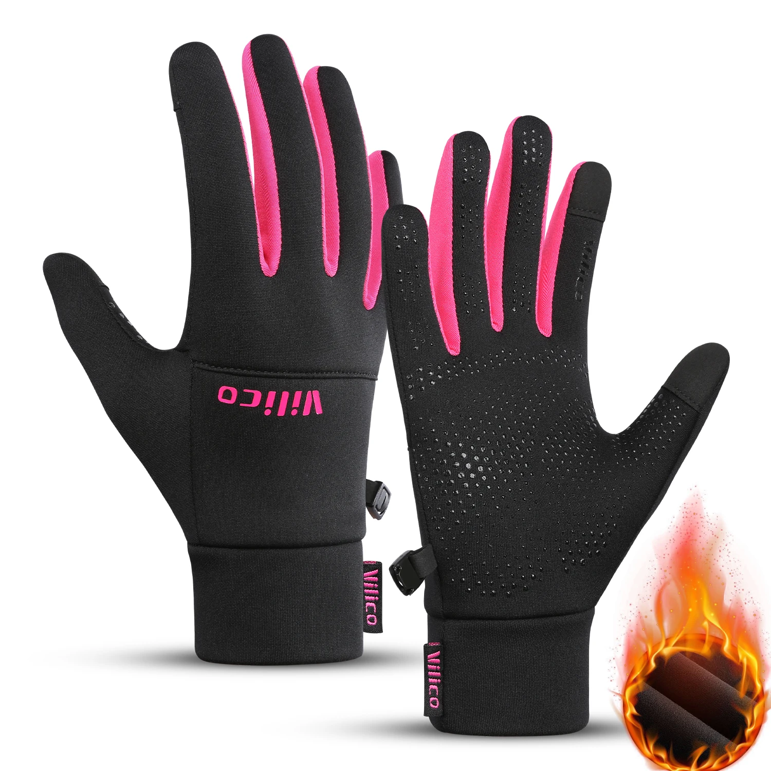 Sport all'aria aperta, corsa, ciclismo invernale, guanti touch screen, ciclismo autunnale e invernale da donna, caldo e antivento con guanti in pile