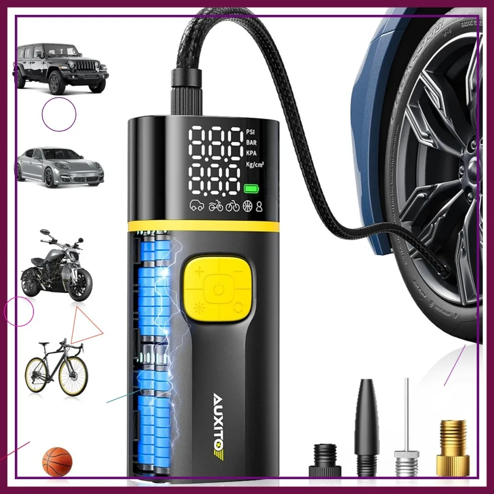 

Портативный воздушный компрессор 150PSI с цифровым манометром, быстрая инфляция для автомобилей, грузовиков, велосипедов, мотоциклов, перезаряжаемой батареей и 12 В постоянного тока