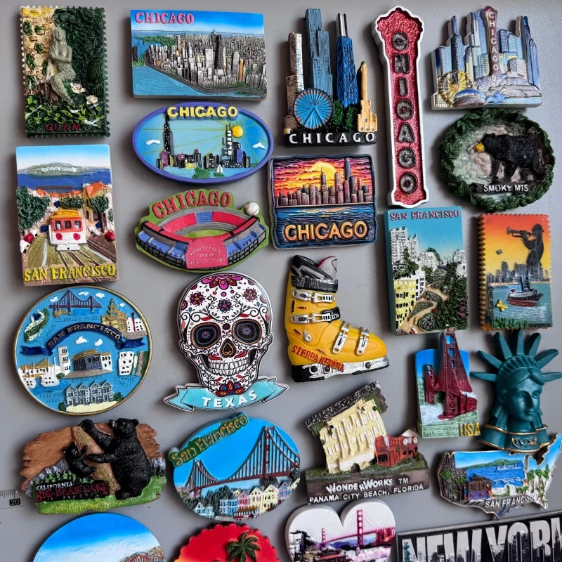 USA New York Fridge Magnets Florida WonderWorks San Francisco Guam Chicaco Nevada Saipan Tourism Souvenir Magnetic Refrigerator