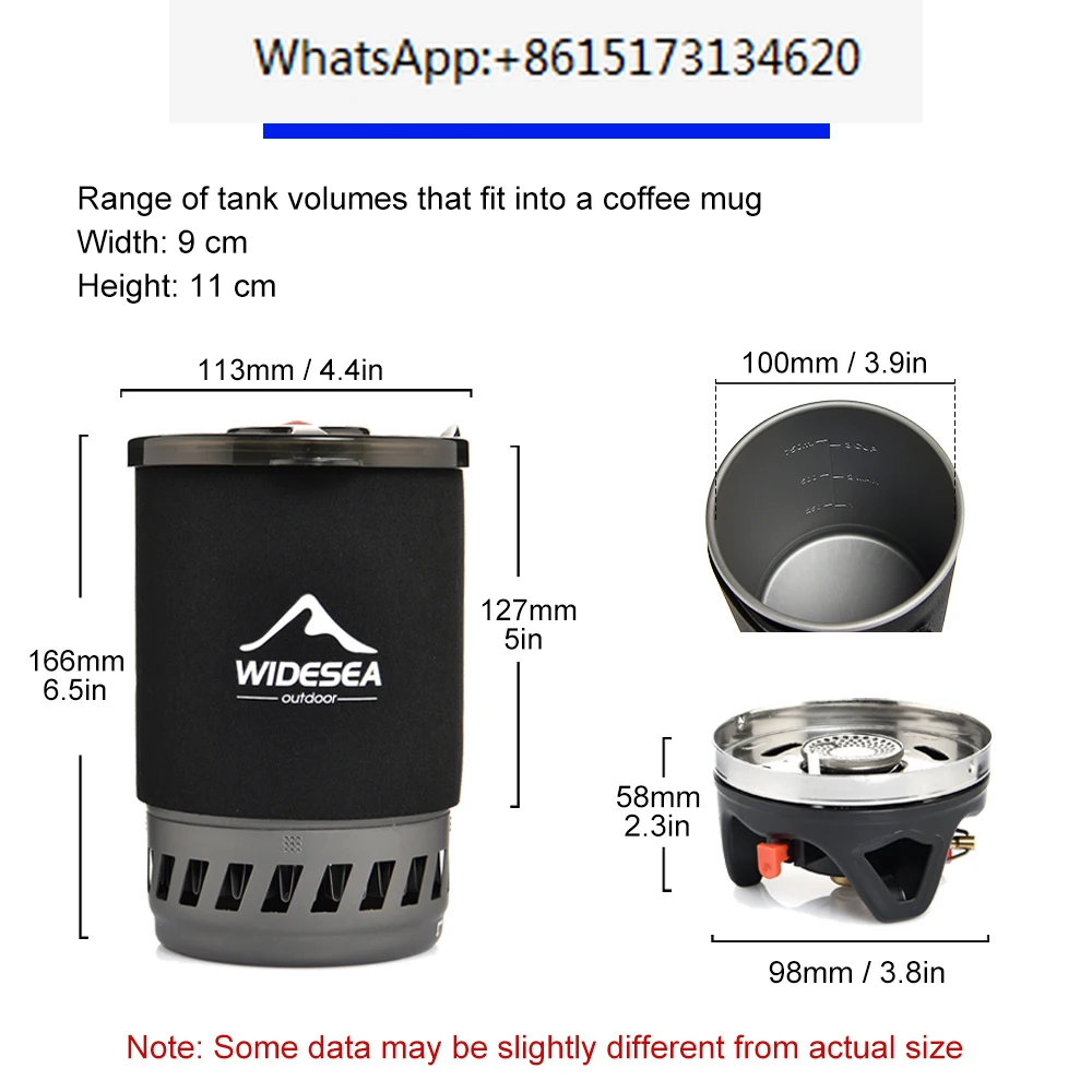 Widesea Cookware Set Camping Stove Cooking System Coffee Pot Cup With Heat Burner Tableware Tourism Survival Cooking Supplies