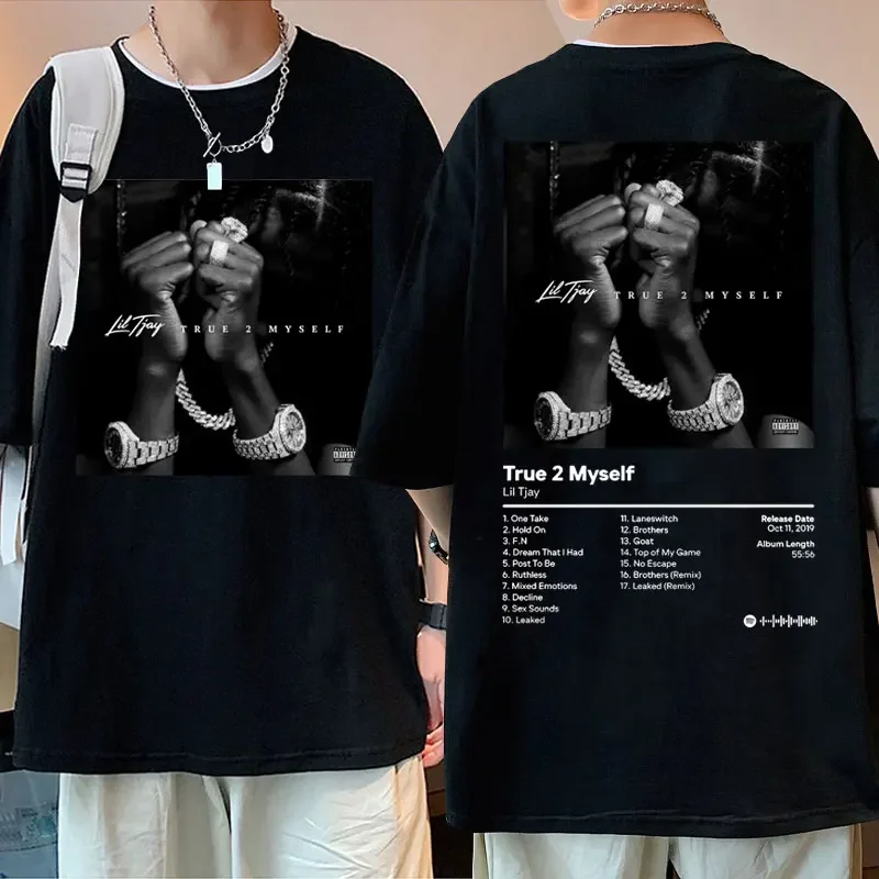 Gelimiteerde Rapper Lil Tjay True 2 Mezelf Muziekalbum Grafisch T-Shirt Mannen Damesmode Hiphop T-Shirt Mannen Losse Oversized T-Shirts