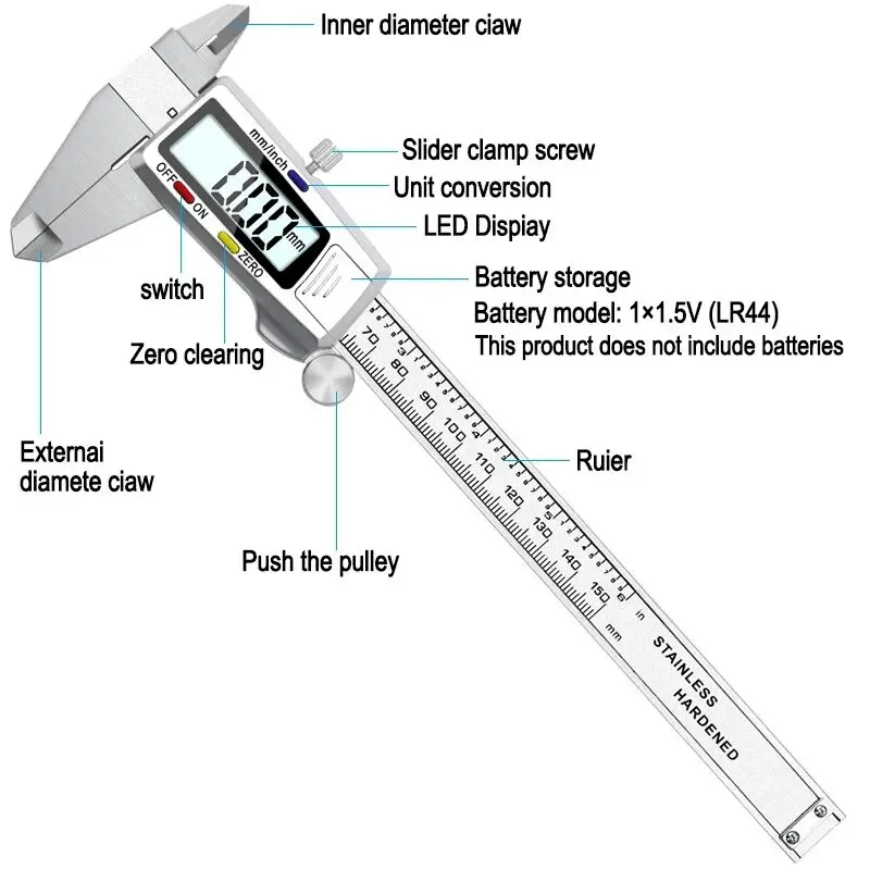 Measuring Tool Stainless Steel Digital Caliper 6 