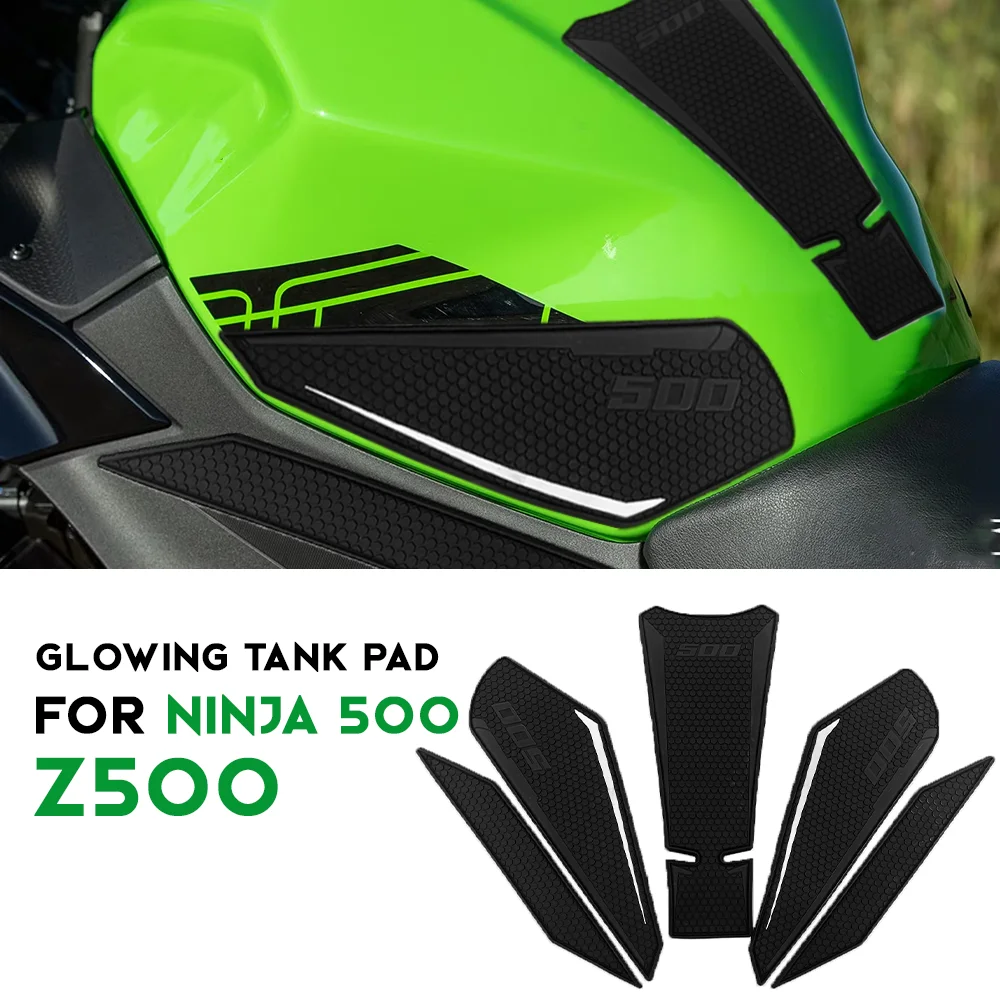 Motorcycle Glowing Rubber Fuel Tank Pads for Kawasaki Z500 Ninja500 Fluorescent Knee Grip Decals NINJA 500 Anti-slip Stickers