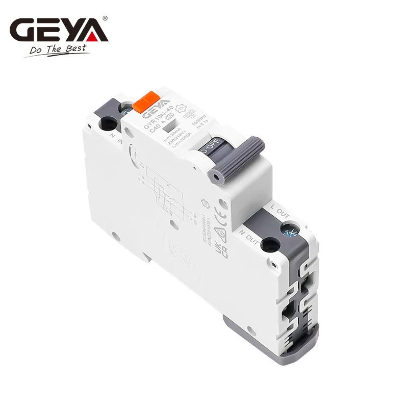 GEYA Electronic RCBO 1P+N - 40A/230V, 18mm/6KA, Overcurrent & Residual Protection
