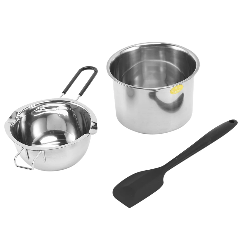 6X Double Boiler Pot Set Stainless Steel Melting Pot With Silicone Spatula For Melting Chocolate,Soap,Wax,Candle Making