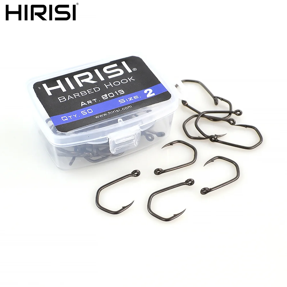 

Hirisi 50pcs Pinpoint Claw Barbed Fishing Hooks PTFE Coated High Carbon Steel 8019