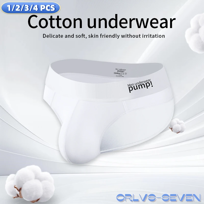 1/2/3/4 PCS Hot Sale Cotton Briefs Gay Sexy Men\'s Panties Men Underpants Quick Dry Slip Underwear Man Brief Penis MP5002