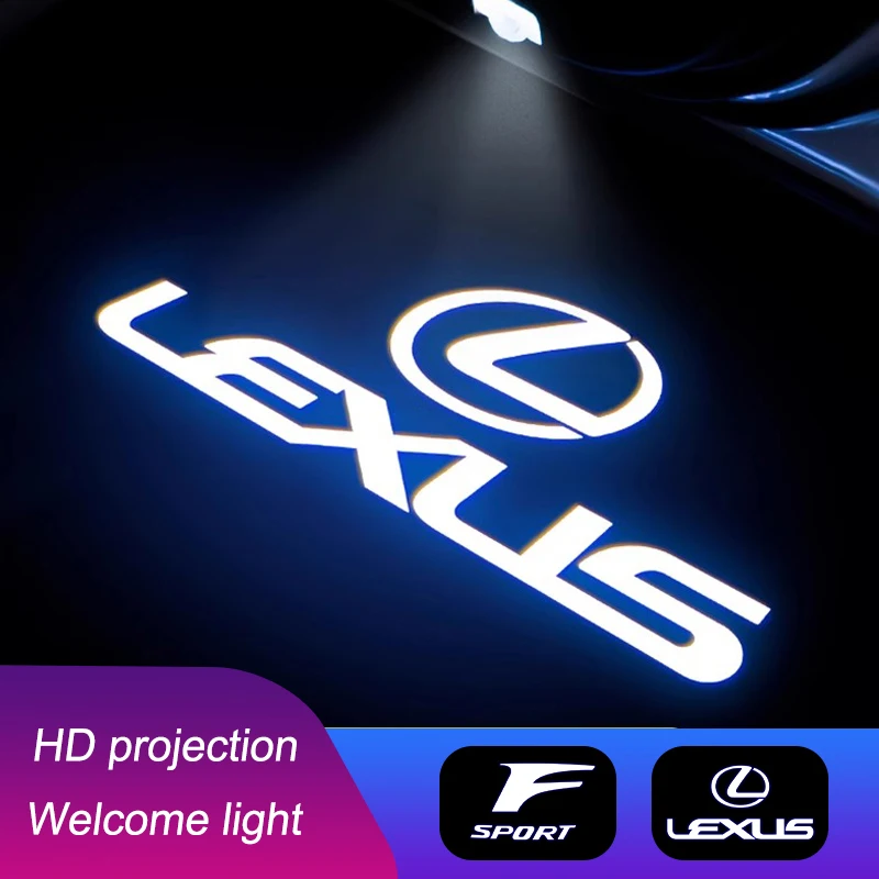 

For Lexus F SPORT ES RX NX LS UX LM LX GX LC RZ IS CT GS Sticker 2Pcs LED Welcome Lights Car Door Emblem Projector Lamps