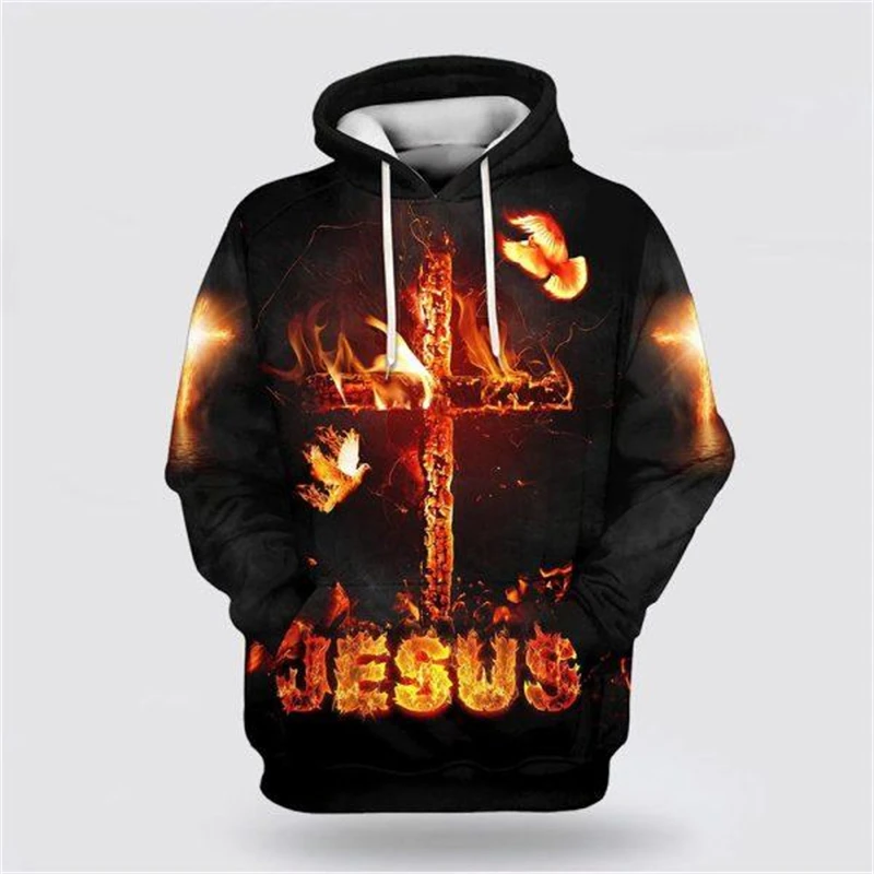 3D All Print Jesus Cross Hoodies Men Women New Crucifix Graphic Hooded Sweatshirts Kid Fashion Cool Pullover Harajuku Y2k Hoodie