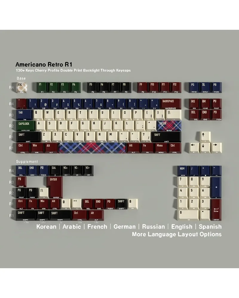 Black and white keycaps Original PBT sublimation keycaps Arabic Korean German Spanish French Russian Small languages