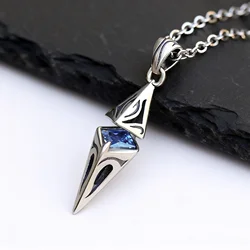 Stylish Blue Stone Necklaces for Men Women,Stainless Steel Geometric Pendant Collar,Valentine's Birthday Party Gift for Him