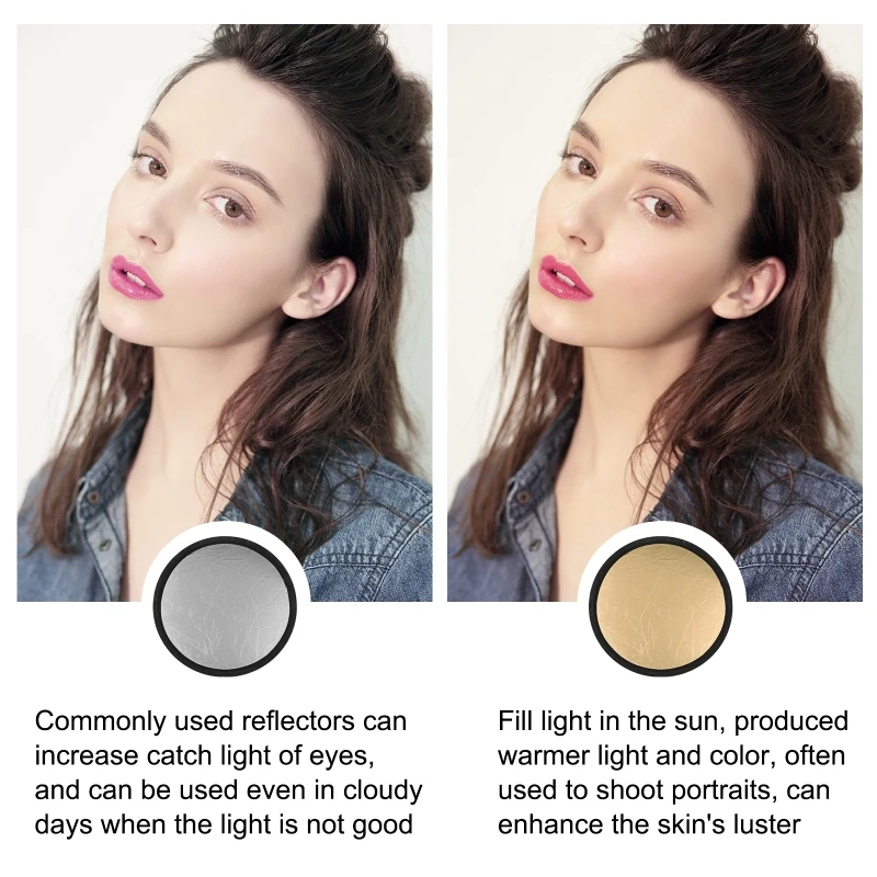 PULUZ 30cm Photography Reflector Board Silver / Gold 2 Color in 1 Folding Photo Studio Reflector Disc