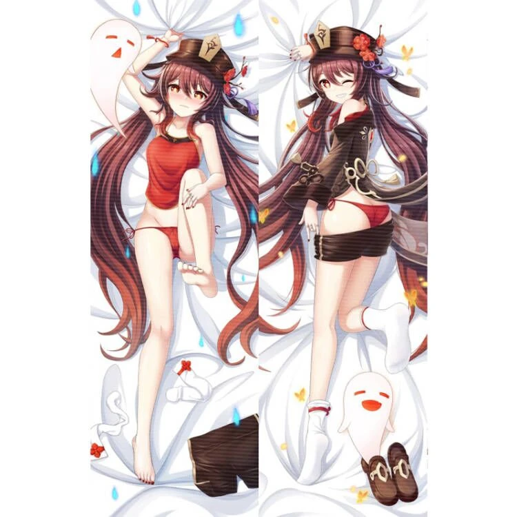 60*180ซม.Genshin Impact Hu เต่า Dakimakura ฝาครอบด้านข้างพิมพ์ปลอกหมอนยาวปลอกหมอนเบาะ Hutao หมอนกรณี