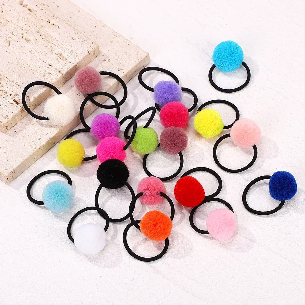 16 pçs/set elástico coral velo bola faixas de cabelo para crianças meninas doce borracha scrunchie meninas rabo de cavalo titular laços acessórios para o cabelo