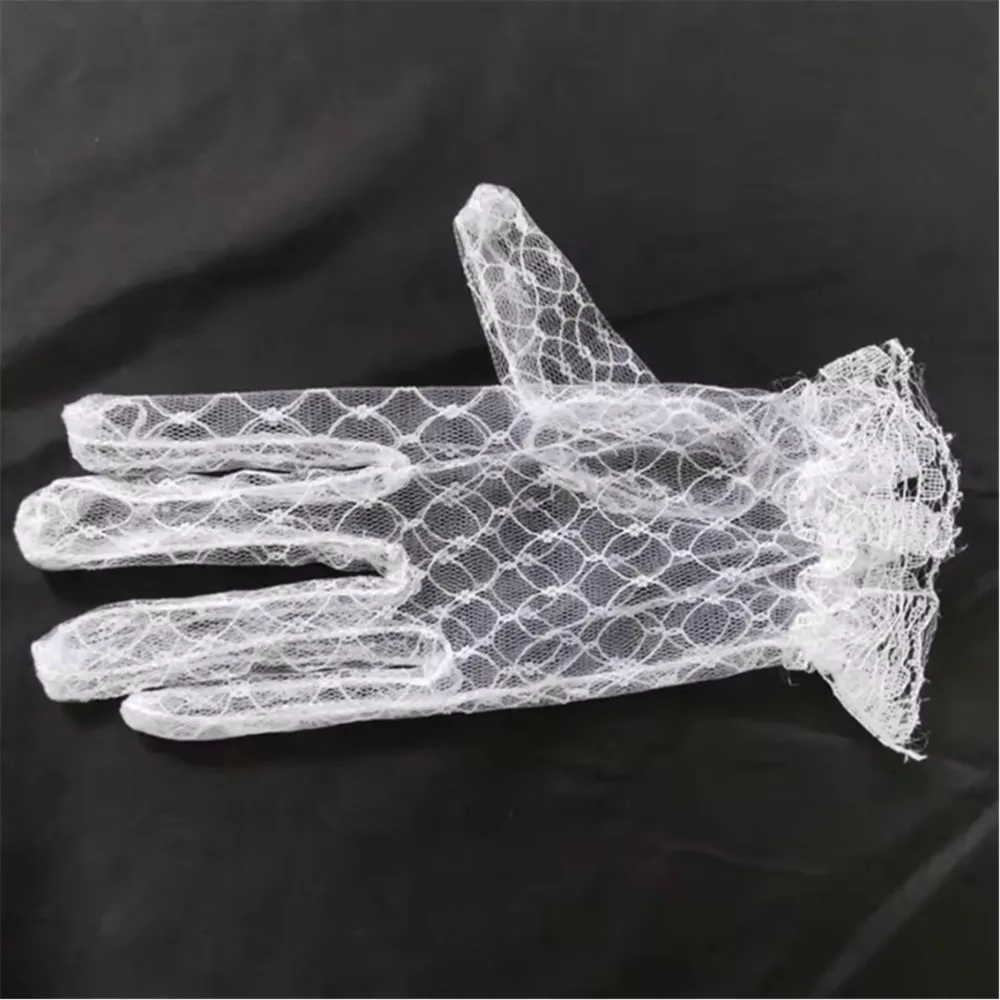 

Women Lace Wedding Gloves Performance Elastic Short Dress Cosplay Banquet Wedding Accessories Thin Mittens Bridal Mesh Gloves