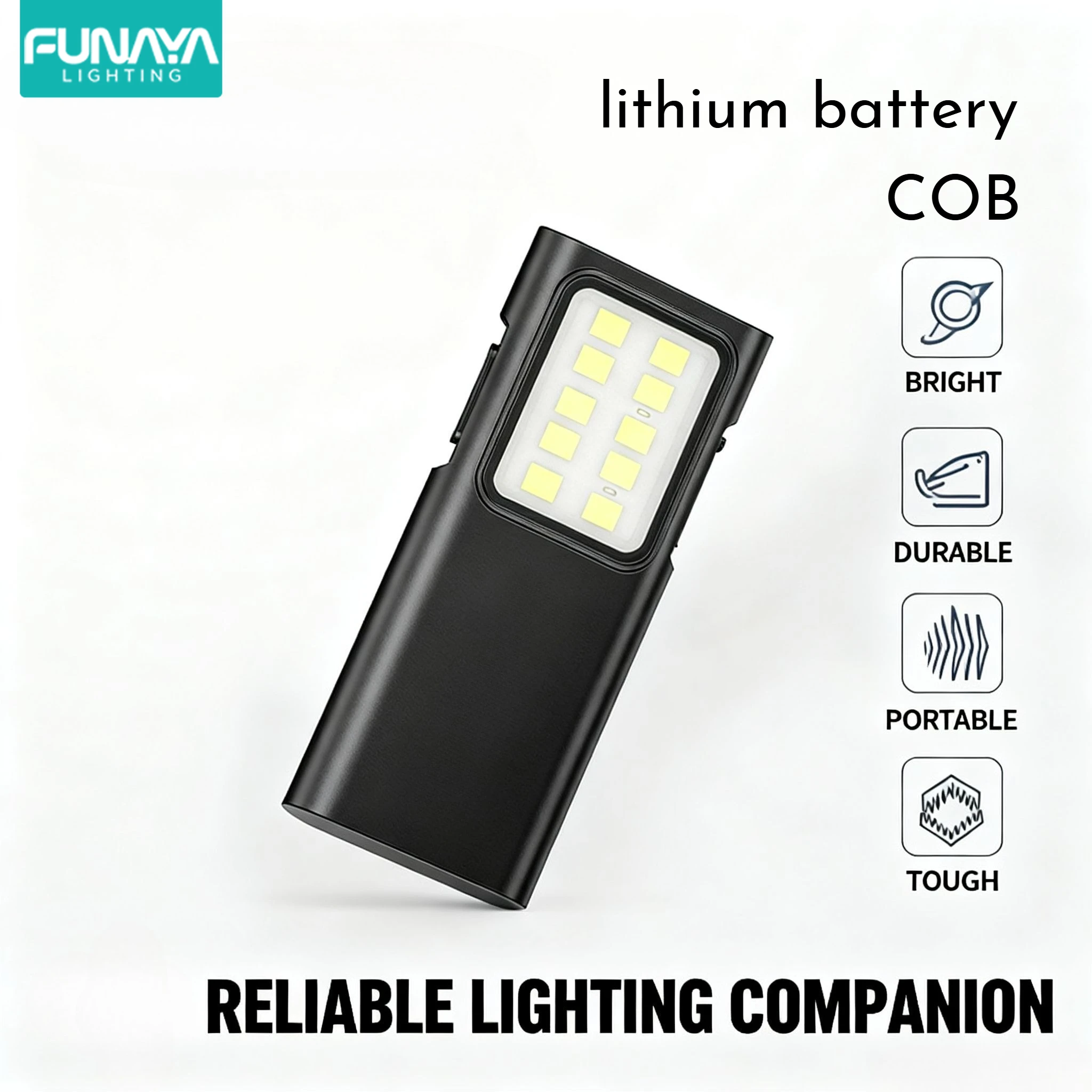 FUNAYA COB مصباح يدوي محمول ضوء العمل USB مصباح ليد جيب قابل لإعادة الشحن مشرق التخييم مقاوم للماء إصلاح السيارات مع مشبك قلم #1