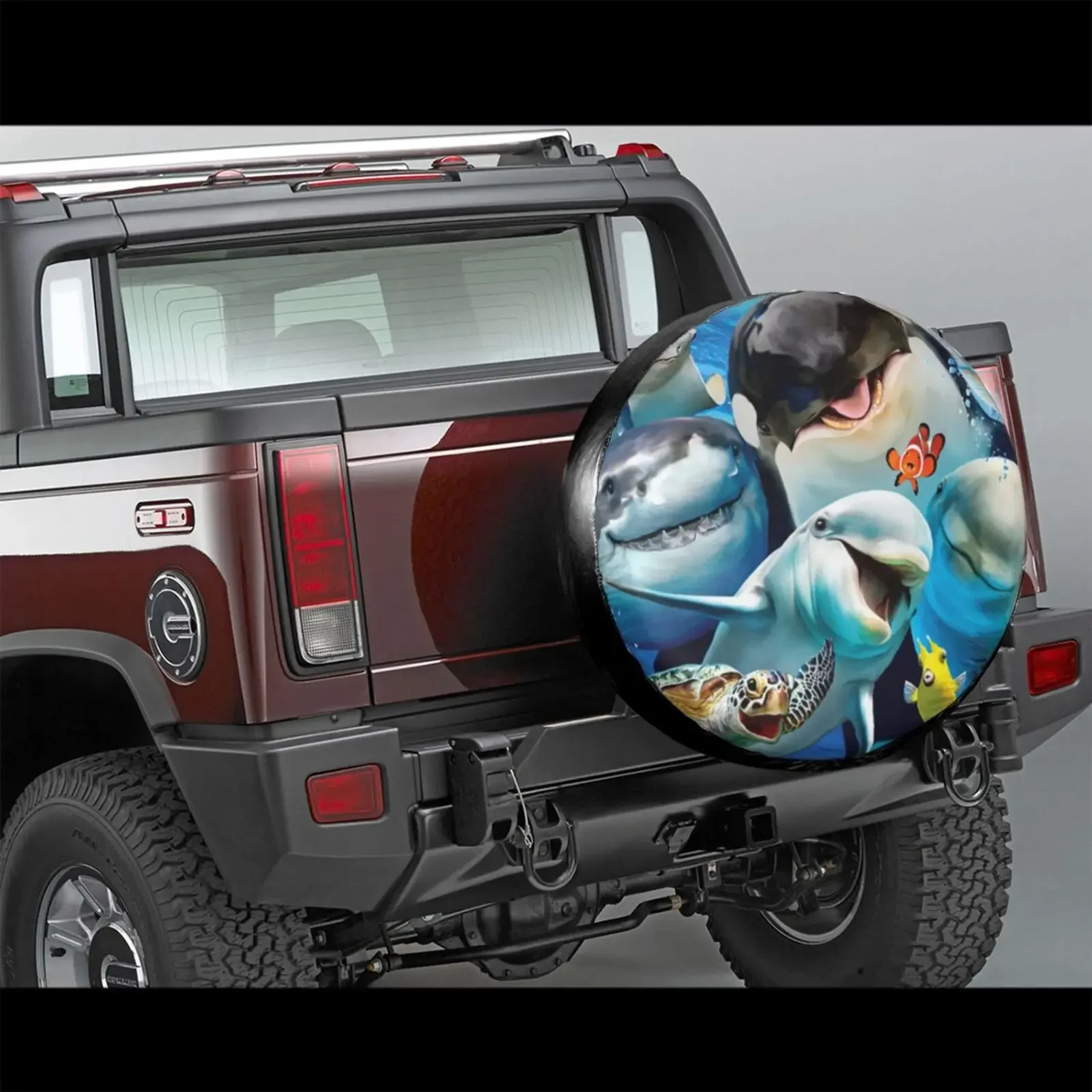 3D Ocean World Spare Tire Cover Waterproof Dustproof Sun Wheel Tire Cover For , Trailer,  SUV Vehicle Anime Tire Cover