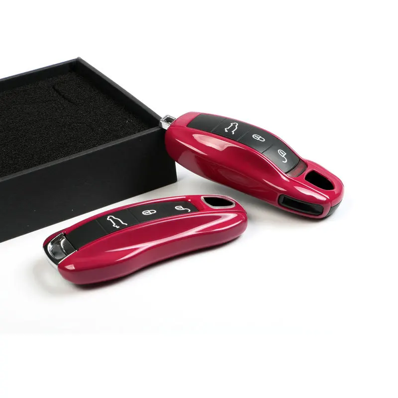 Autosleutel Case Ruby Star Kleur Voor Porsche 718 911 Macan Panamera Cayman Cayenne Boxster Sleutelhanger Cover Vervanging 3 stuks nieuwe Oude