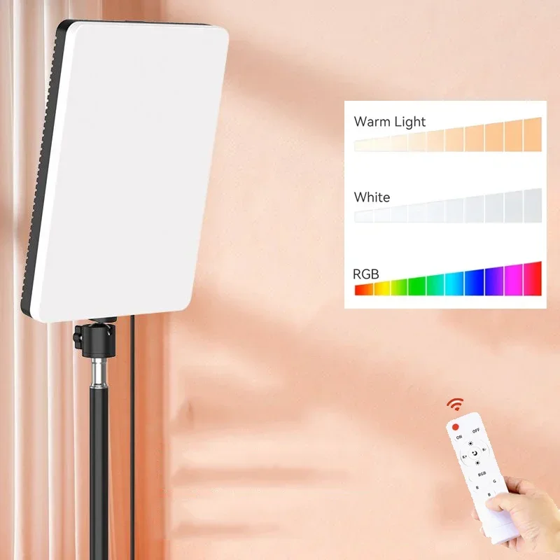 RGB 10in LED Fill Lamp Video Light Panel 3000k-6500k Photography Lighting Live Stream Photo Studio Light With Stand USB Plug