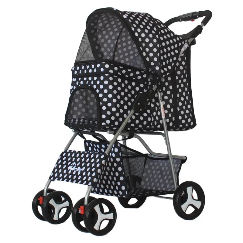 Portable Folding Pet Stroller Cat Dog Teddy Four-wheeled Pet Cart Dog Stroller Cat Carrier