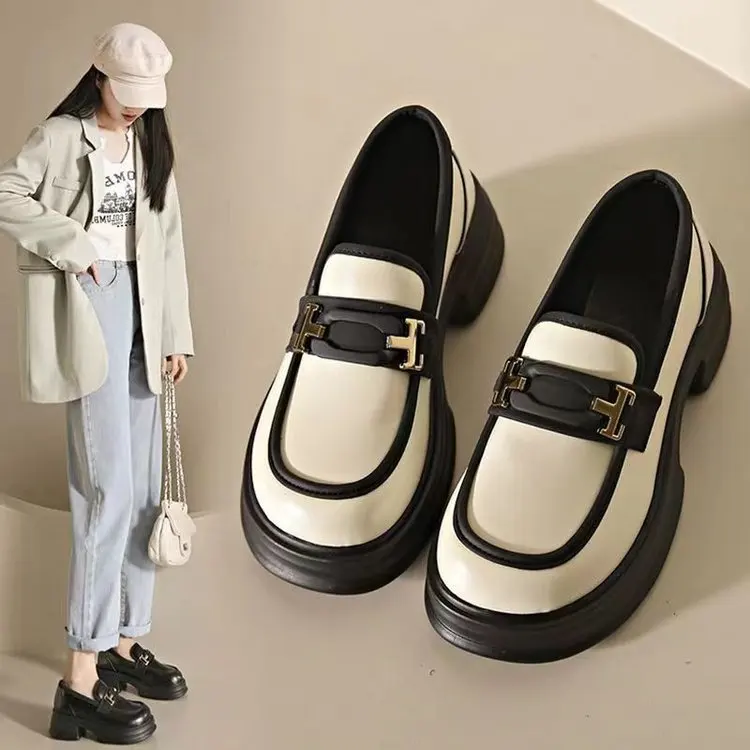 Womens Loafers Shoes Oxfords Female Footwear Round Toe Black Flats British Style Clogs Platform Casual Sneaker Soft Mixed Colors