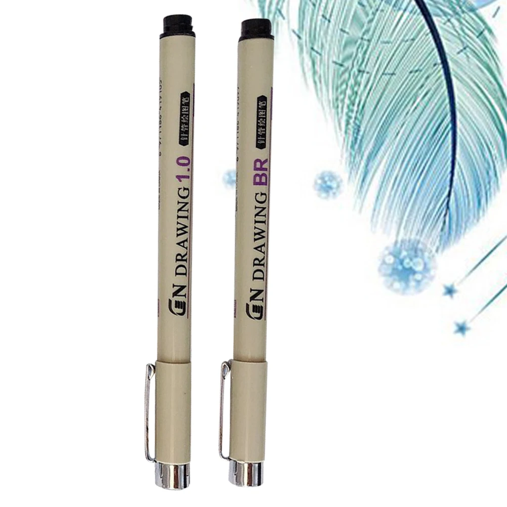 

2pcs Needle Pen Drawing Pen Writing Sketch School Precise Art Marker Long-Lasting 800-900M Classic Color Fine Tip Never