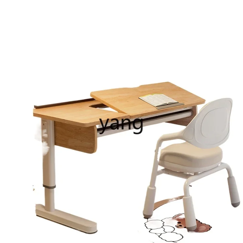 YJQ solid wood study table eye protection household lifting writing table and chair set