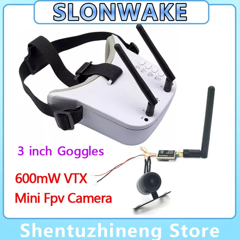 5.8G 3 Inch FPV Goggles 480*272 LCD Video Headset With 600mw transmitter and  Fpv Mini butterfly camera for FPV Quadcopter Drone