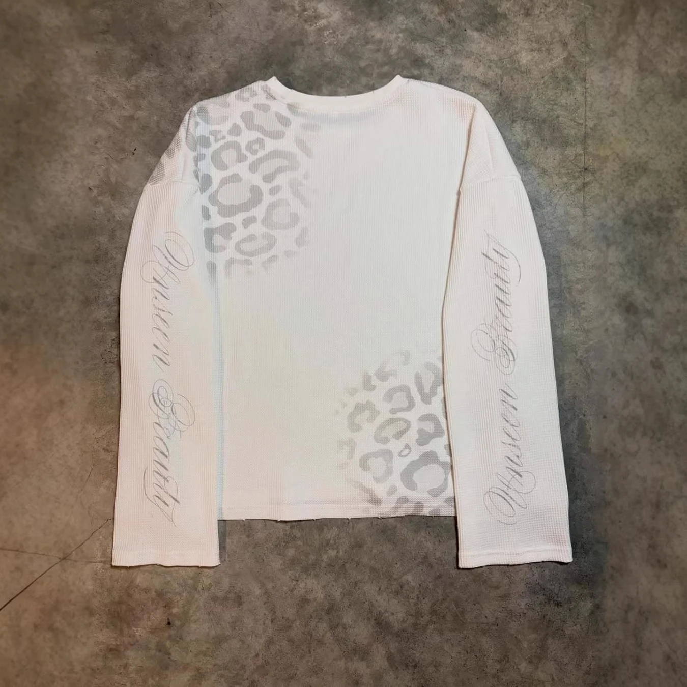 Autumn and winter vintage personalized leopard print round neck pullover short sleeved T-shirt top