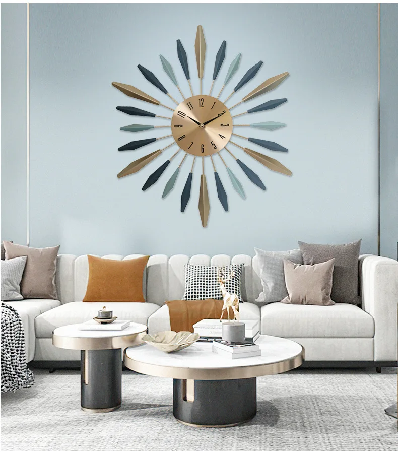 Mute Wall Clock for Living Room and Porch, Iron Clock, Luxury Decorative Wall Clock, Milk Tea Shop Wall Watch, Art Clock