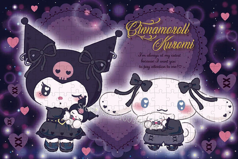 Sanrio Cinnamoroll Kuromi Jigsaw Puzzle 300/500/1000 Pieces Cartoon Anime Character Puzzles Handmade Children's Educational Toys