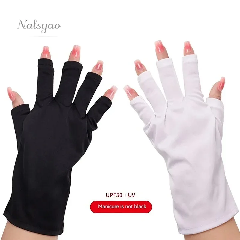 Wholesale Anti-UV Nail Tools Gloves Black Half Exposed Fingertips Phototherapy Short Sun Protection