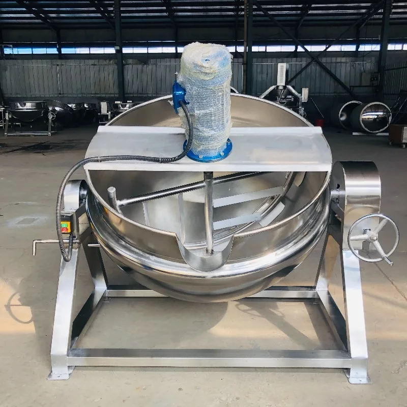 Commercial Sauce Cooking Machine - Jacketed Kettle with Agitator/Mixer, Soup Melting Pot, Industrial Food Processing Equipment