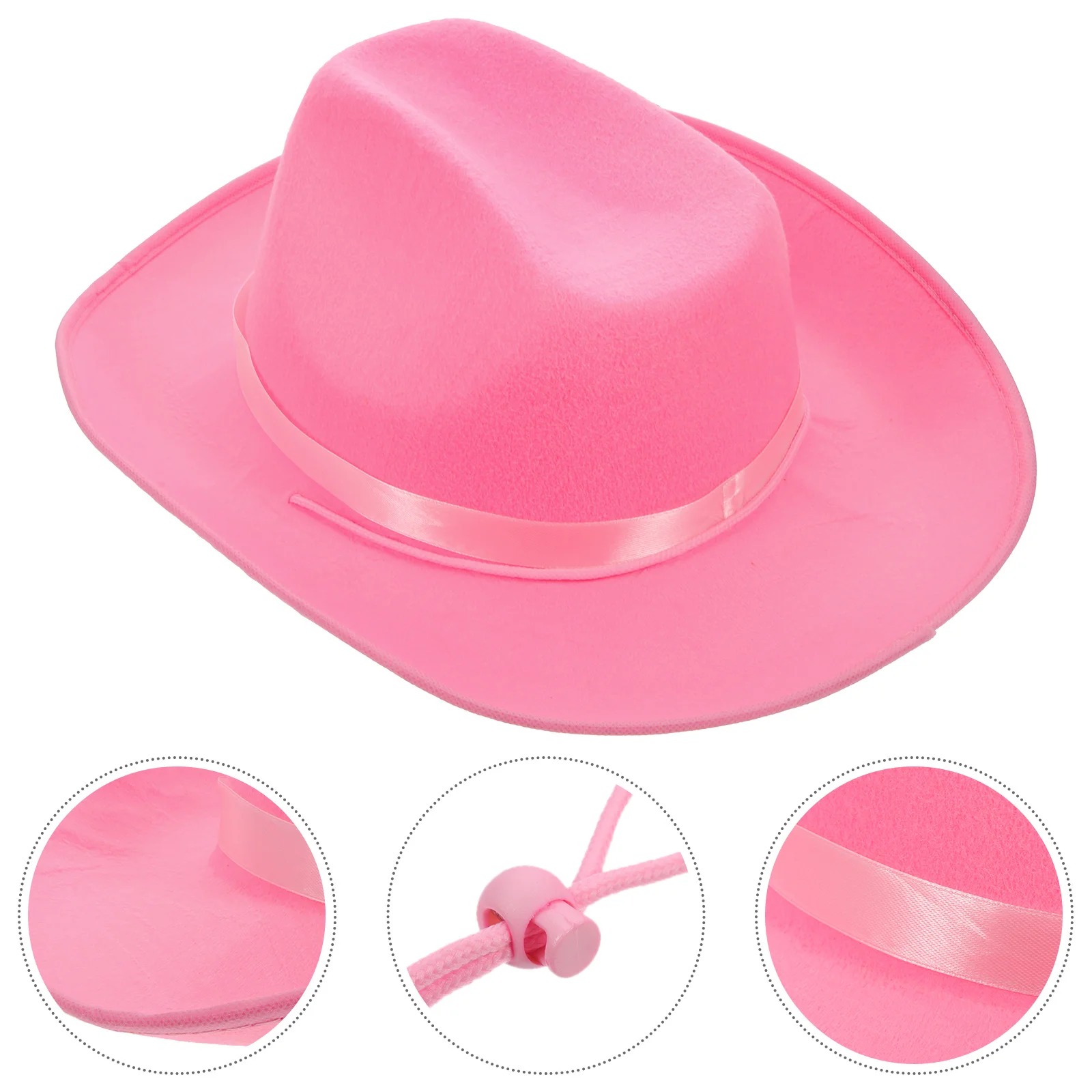 

Pink Cowboy Hat Western Style Felt Texture Adjustable Cowgirl Fashion Accessories Halloween Party Costume Pink Rhinestones Cow