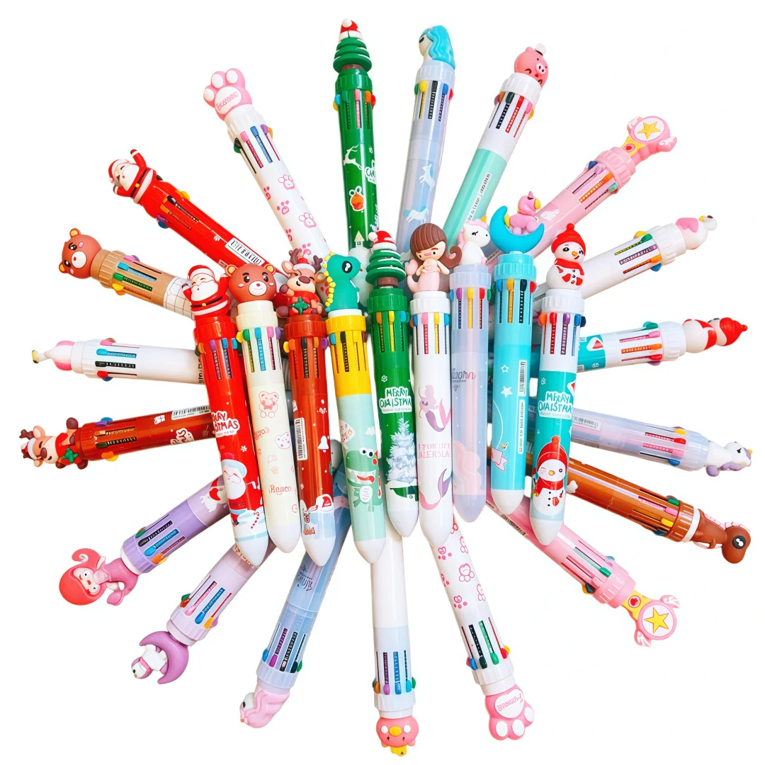 1-30 Pieces Cartoon Multi-style Random Ten-Color Ballpoint Pen Set Multi-color Notebook Writing Pen Multi-Functional Note-taking