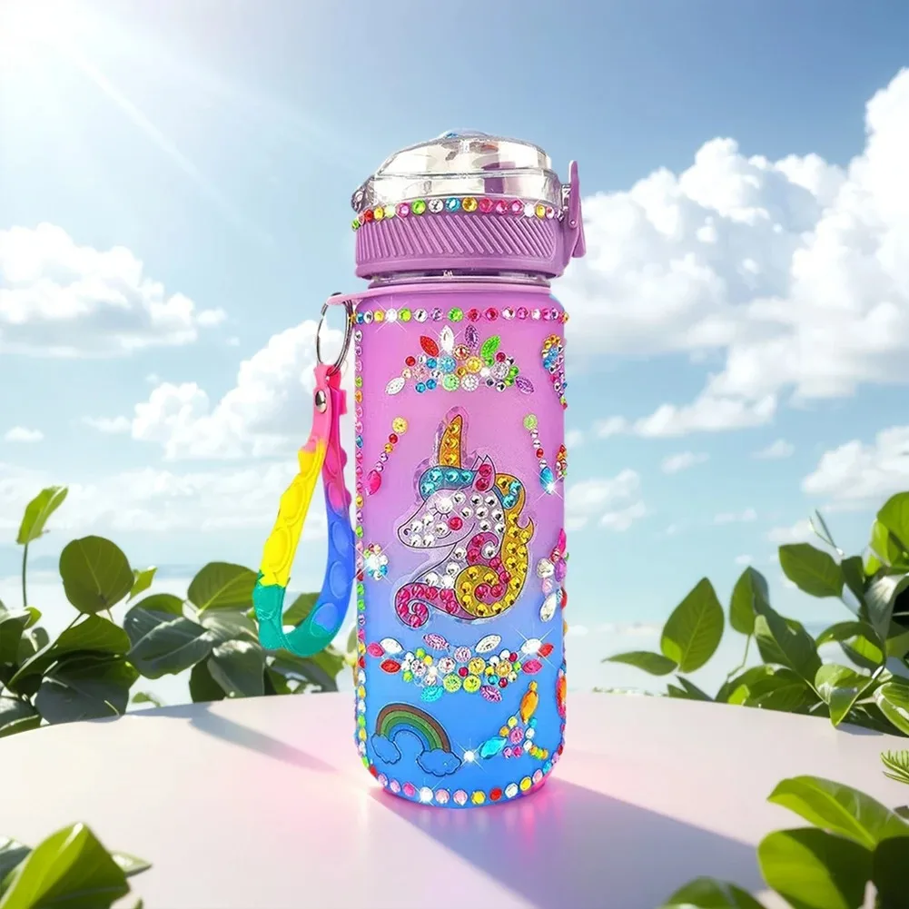 600ml fai da te bambini bottiglia d\'acqua Glitter diamante decorare bottiglia d\'acqua adesivi diamante creativo bottiglia pittura diamante