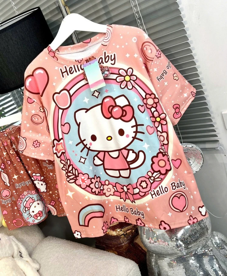 

Hello KT Crayon Small New Sailor Moon T-shirt Men and Women Fall Base Shirt Cartoon Anime Peripheral Loose Clothes 3D