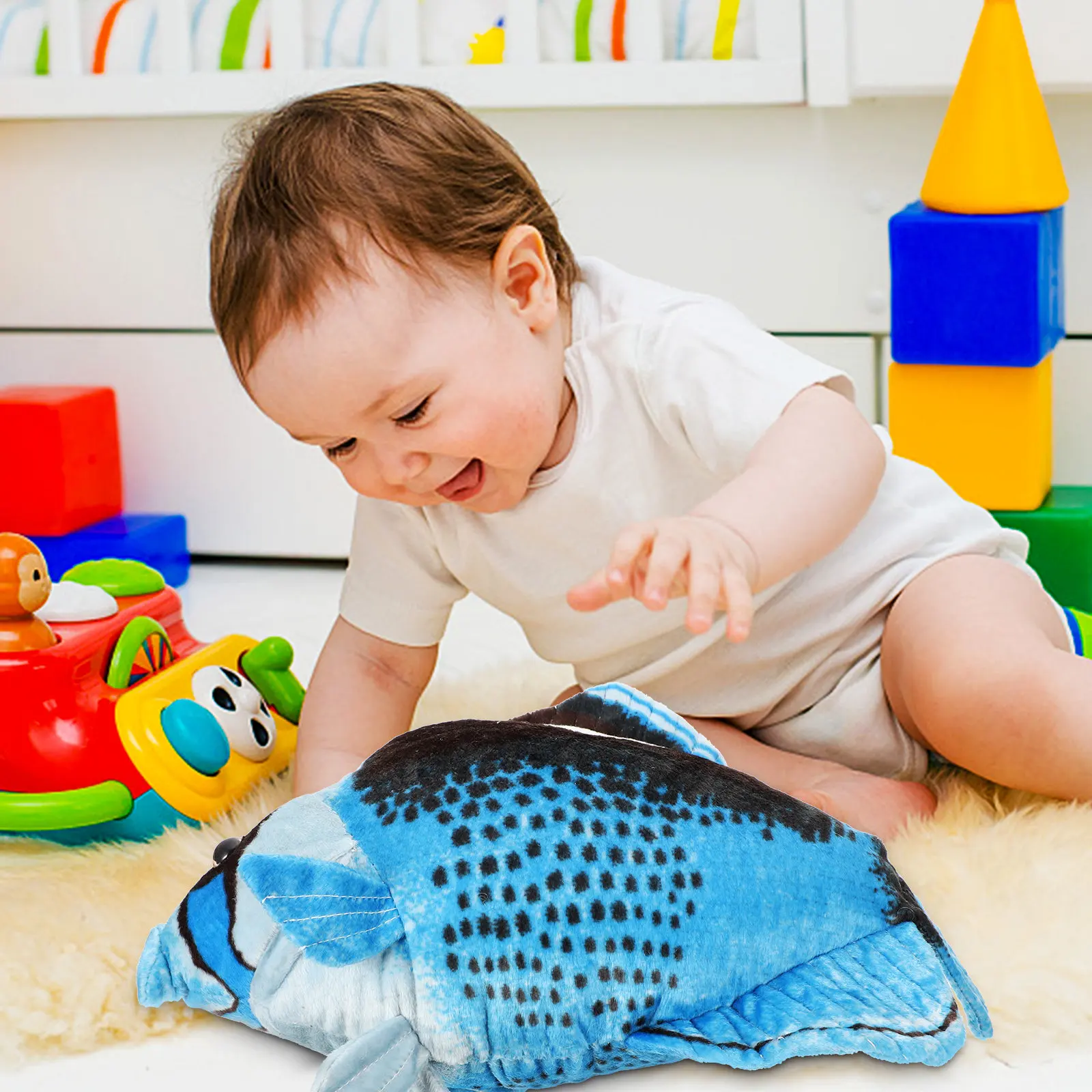 

Stuffed Fish Soft Cute Baby Fish Pillow Cartoon Animal Decoration for Kids Toddlers Infant Bedding Gift Baby Stuffed Animals