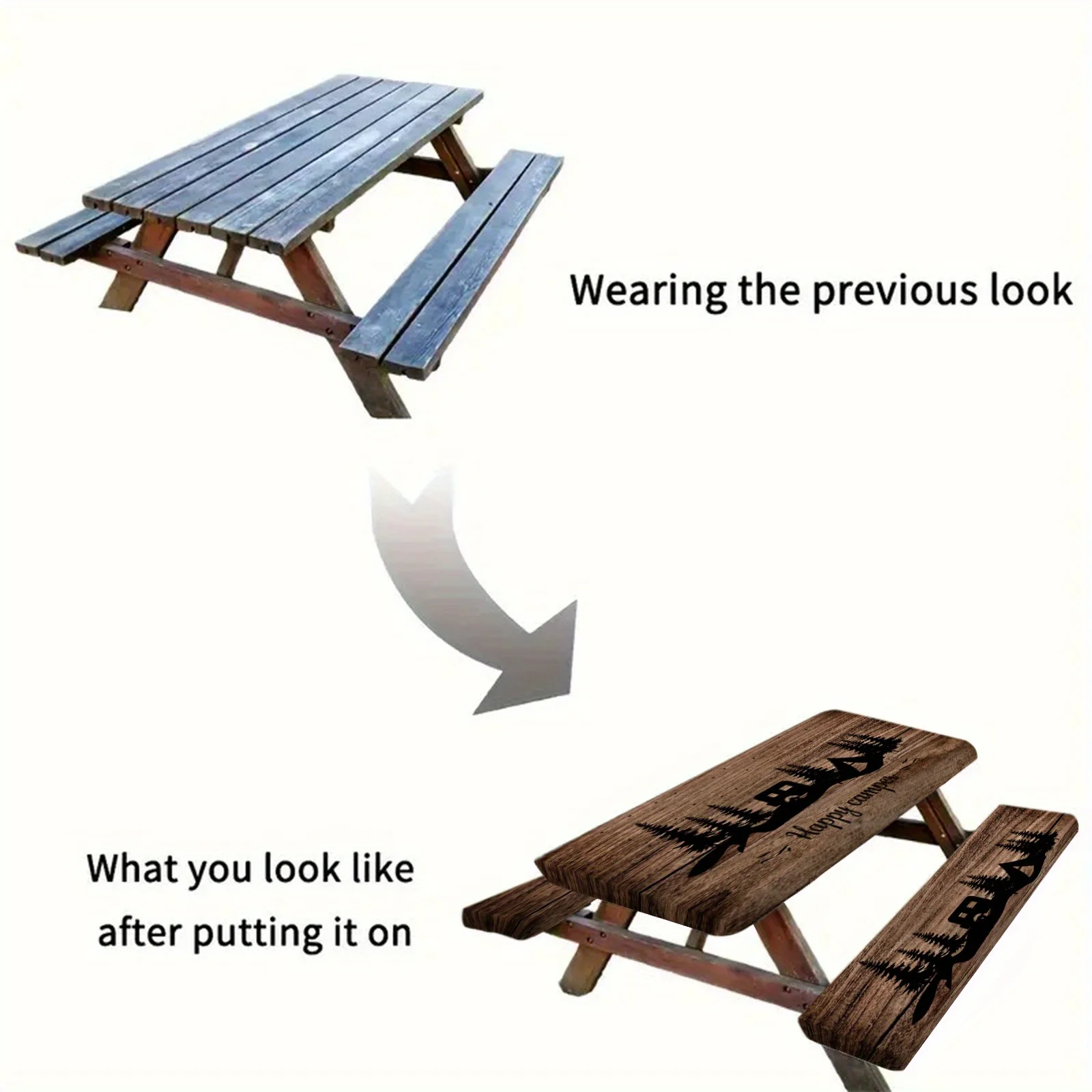 3 Pçs/set Floresta Negra Tema Gráfico Piquenique Conjunto de Toalha de Mesa de Acampamento, Família Acampamento Ao Ar Livre com Bordas Elásticas