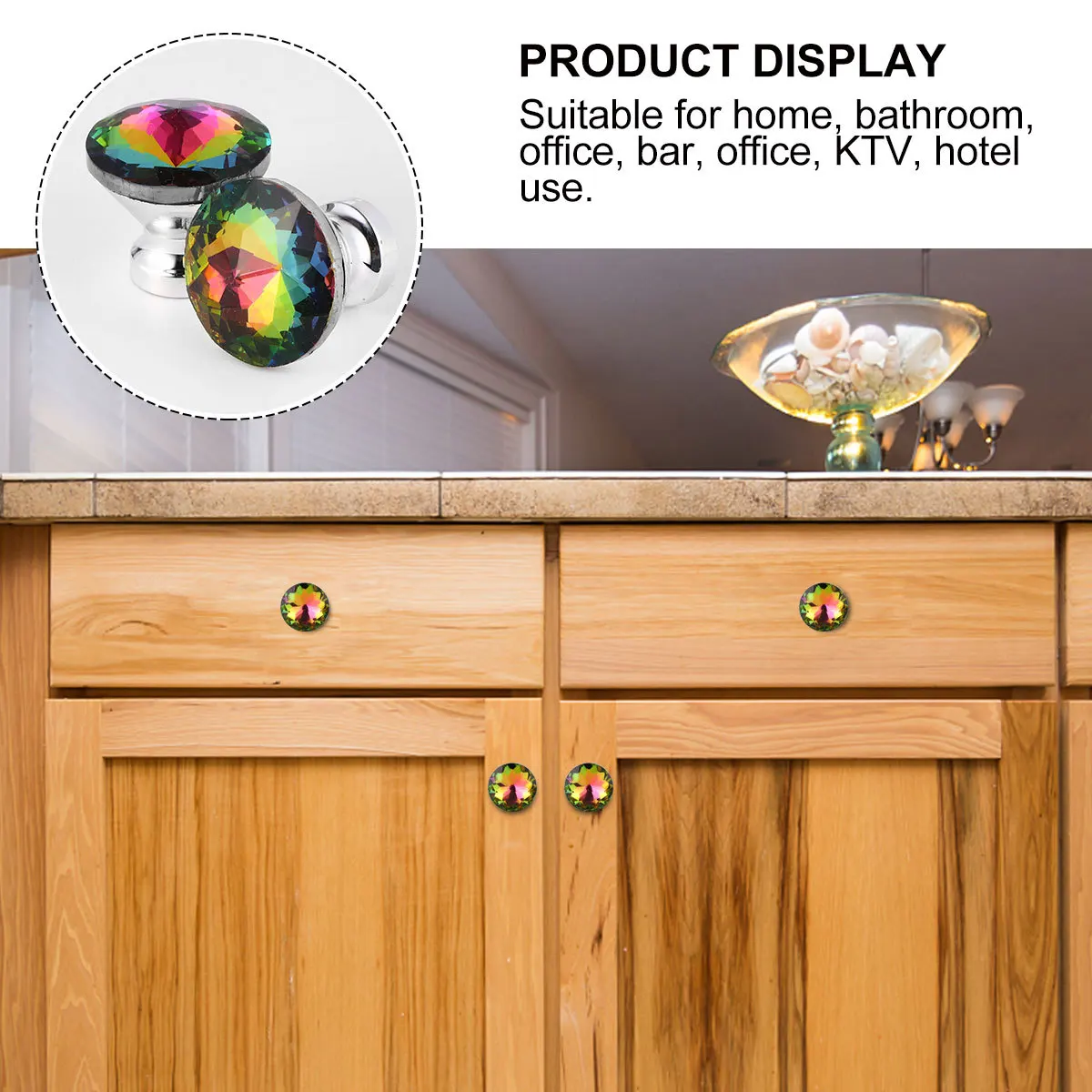 

10Pcs Zinc Alloy Drawer Pull Handles Crystal Single Hole Cabinet Door Knobs for Wardrobe Chest Dresser Office Bathroom Home Use