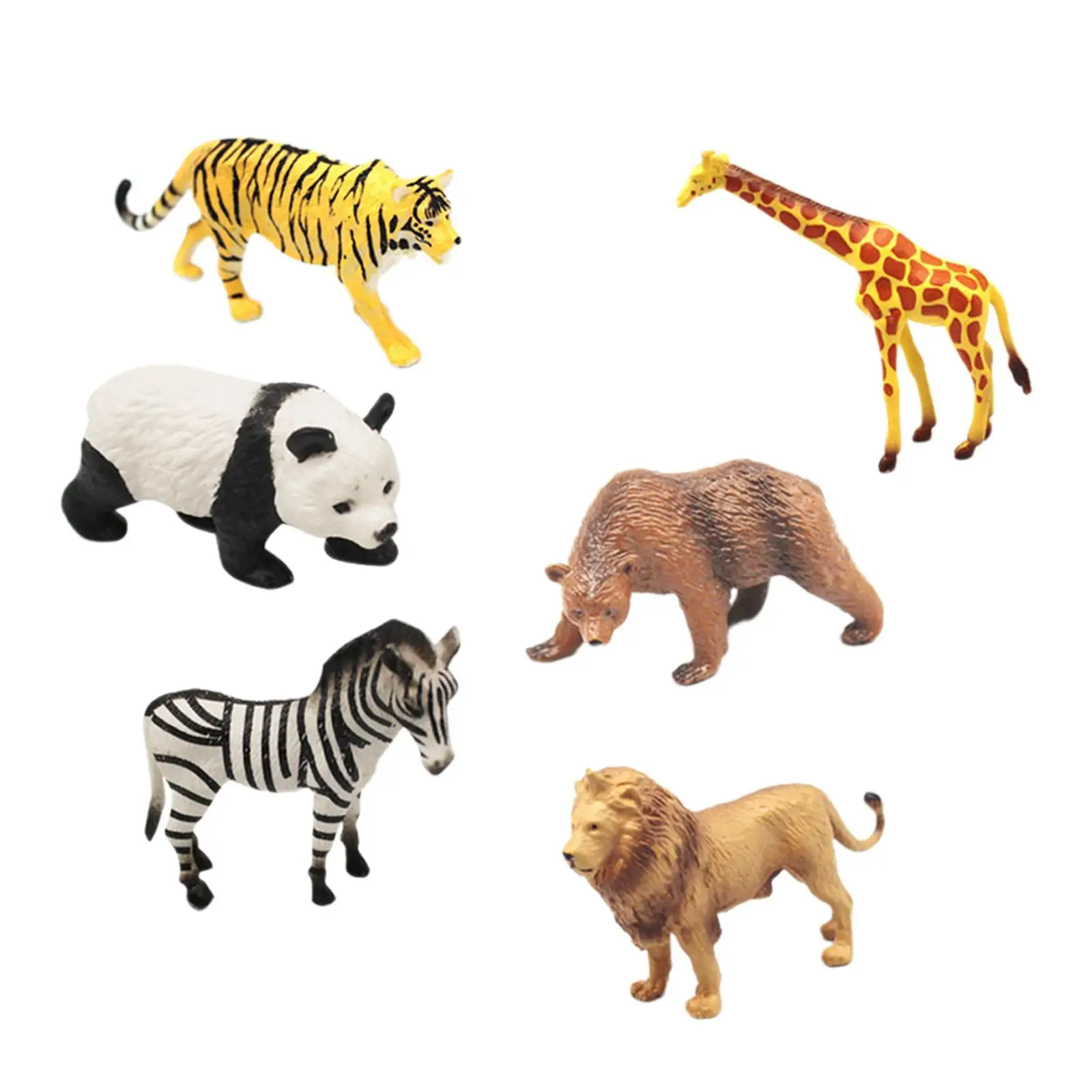 Figuras de animales del Zoológico de 6 piezas, modelo de animales del bosque, coleccionables, animales de la vida silvestre, juguete para fiesta, recuerdo, decoración de regalo de Pascua