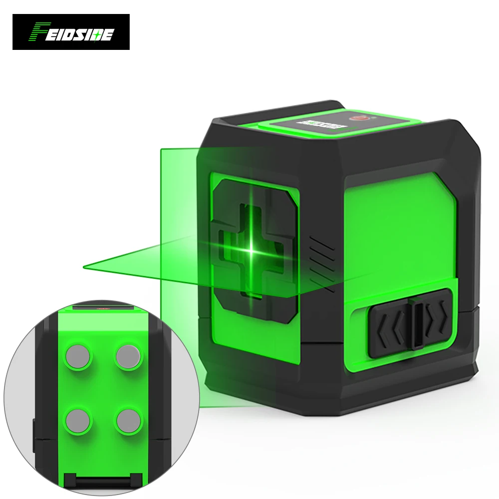 FEIDSIDE Green 2-Line Laser Leveler with Horizontal and Vertical Self Leveling for Building and Home DIY