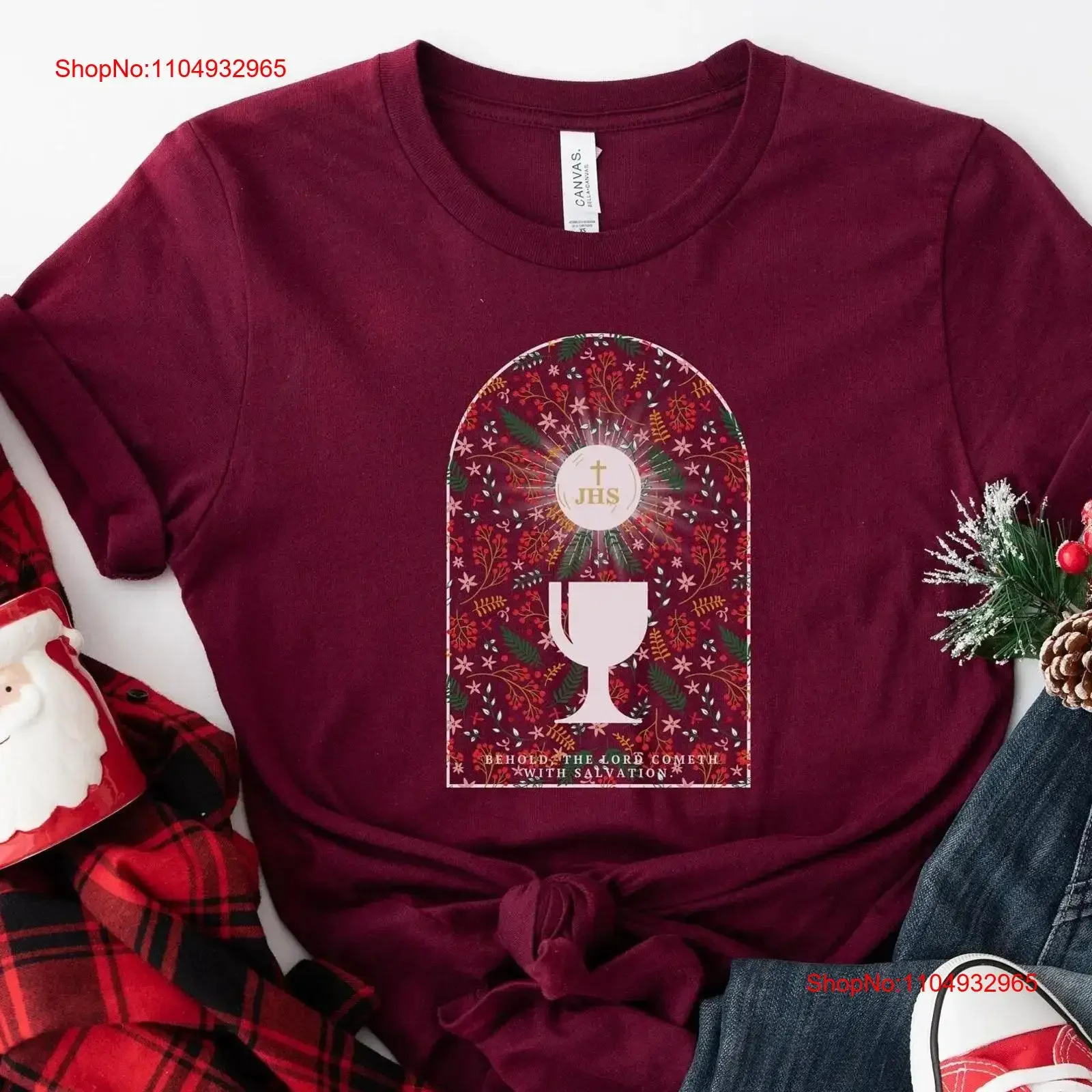 

Christmas The Lord cometh with salvation Christ King is Born Nativity of Jesus Eve Catholic T Shirt UNISEX vintage Washed