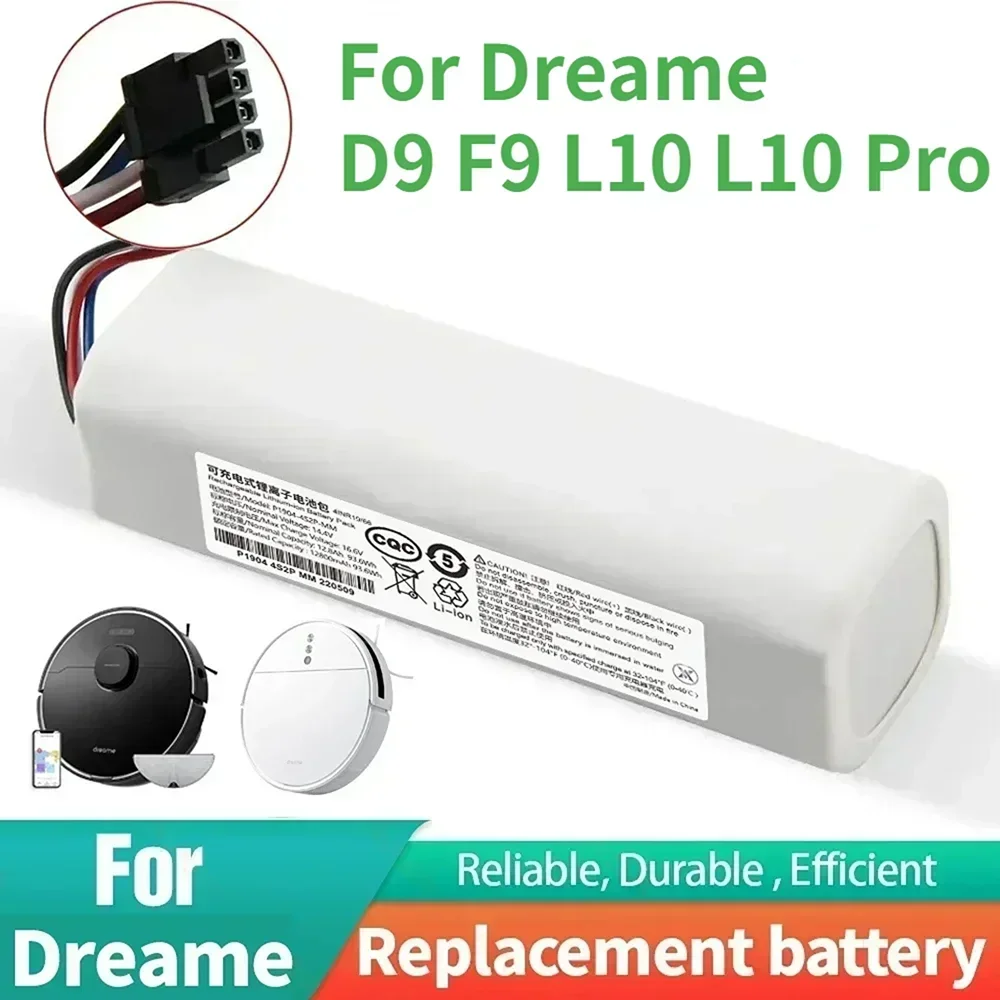 

Original 14.4V 5200-12800mAh Robotic Vacuum Cleaner Replacement Battery For Dreame F9 D9 L10 Pro Plus RLS3 RLS5 RLS5L RLS5D Part