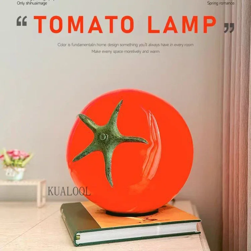 Imagem -03 - Candeeiro de Mesa de Tomate Decoração de Vidro Mesa de Jantar Iluminação Atmosférica Leitura na Sala de Estudo Luz Led Criativa Venda Quente 2024