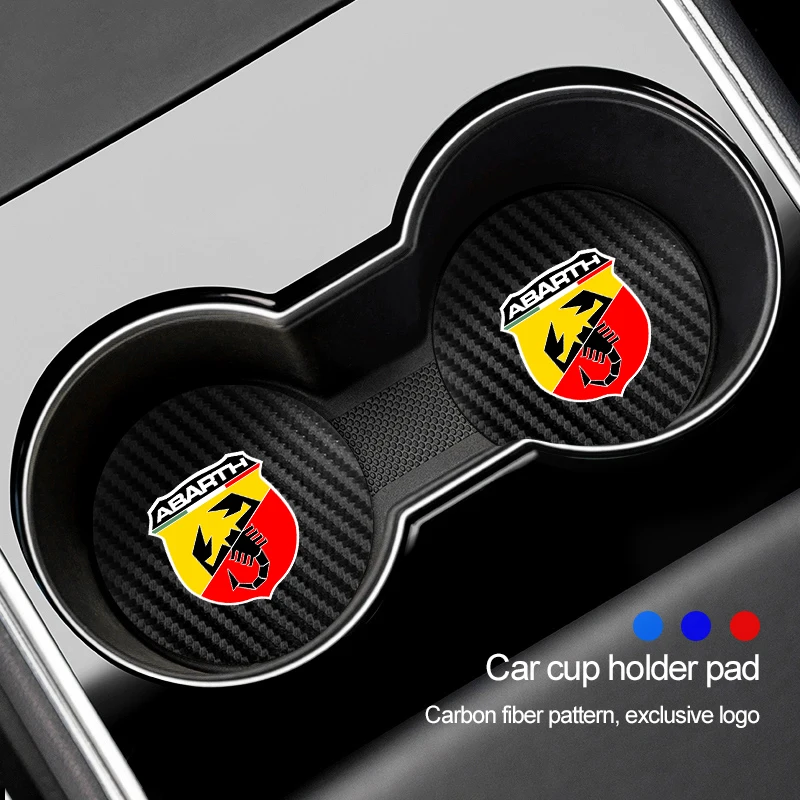 Posavasos de cuero con diseño de fibra de carbono, portavasos para coche, almohadillas silenciosas para FIAT Abarth Pulse Panda Tipo Strada 600 500X Mobi, 2 uds.
