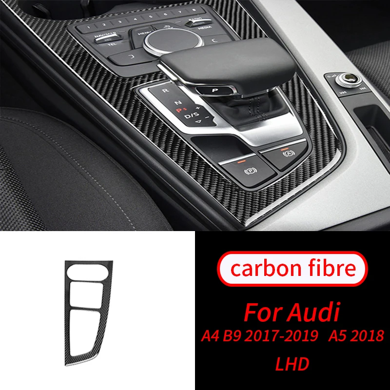 

For Audi A4 B9 A5 17-19 Real Carbon Fiber Car Control Gear Shift Panel Water Cup Holder Decorative Frame Cover Trim Accessories
