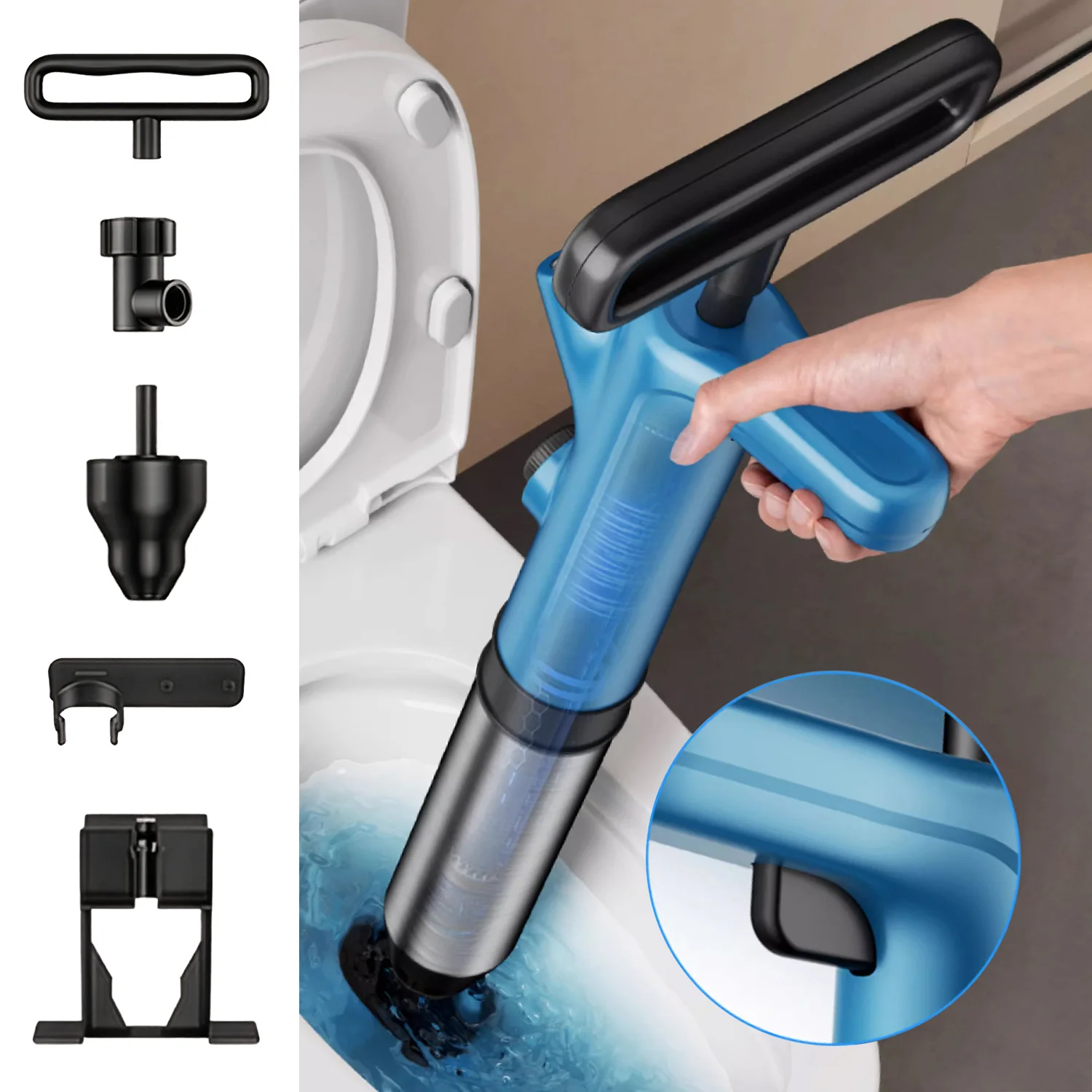 

High Pressure Air Drain Blaster Gun Powerful Toilet Plunger Pump Sink Clog Remover Kit For Spring Cleaning Bathroom Accessories